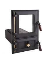 Herdbauteil Ofenbauteil Ofentür mit Glas Rost und Aschenkasten, Backraum, Backfach, Backofen für Grundofen, Ofen zum selbst bauen, Built-in Firebox