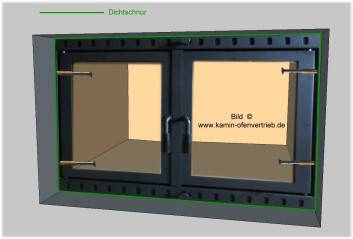 Einbau Kamintür mit Glas für offenen Kamin Variante 1