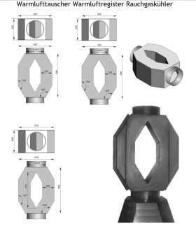 Warmlufttauscher Warmluftregister Rauchgaskühler Warmluft Kamineinsatz